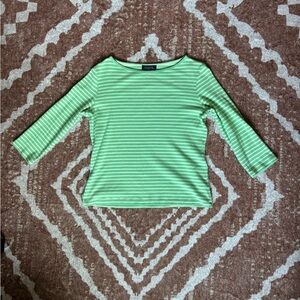 Jones New York Vintage Green Striped Top